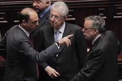 Angelino Alfano, Mario Monti e Andrea Riccardi.