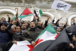 Proteste contro il presidente siriano Bashar al-Assad a Tunisi (foto Reuters).