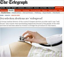 L'inchiesta sugli aborti selettivi in Inghilterra pubblicata sul quotidiano "Daily Telegraph".