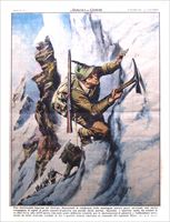 La copertina che nel luglio 1952 la Domenica del Corriere ha dedicato alla scalata del Cervino compiuta da una compagnia della Taurinense.