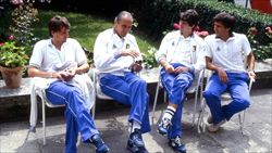 Da sinistra: Tardelli, Enzo Bearzot, Rossi e Scirea (foto Olycom).