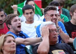 Tifosi durante Italia-Spagna, finale di Euro 2012 (Ansa)