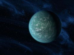 "Impressioni d'artista" di pianeti extrasolari scoperti dal telescopio spaziale Kepler: per esempio, Kepler 22b è un corpo celeste grande 2,4 volte la Terra, che si trova alla distanza giusta dalla propria stella per poter avere acqua liquida e magari essere abitabile.