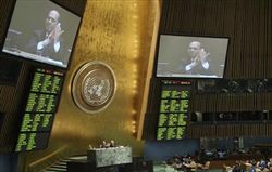 Lo storico voto dell'Assemblea generale delle Nazioni Unite. Foto Reuters. 