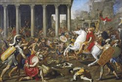 La conquista di Gerusalemme e la distruzione del Tempio da parte dell’imperatore Tito nell’anno 70 nel dipinto di Nicolas Poussin, 1638. Vienna, Kunsthistorisches Museum (Scala).