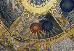 La separazione della luce dalle tenebre , cupola della Genesi, mosaici del secolo XII. Venezia, Basilica di San Marco.